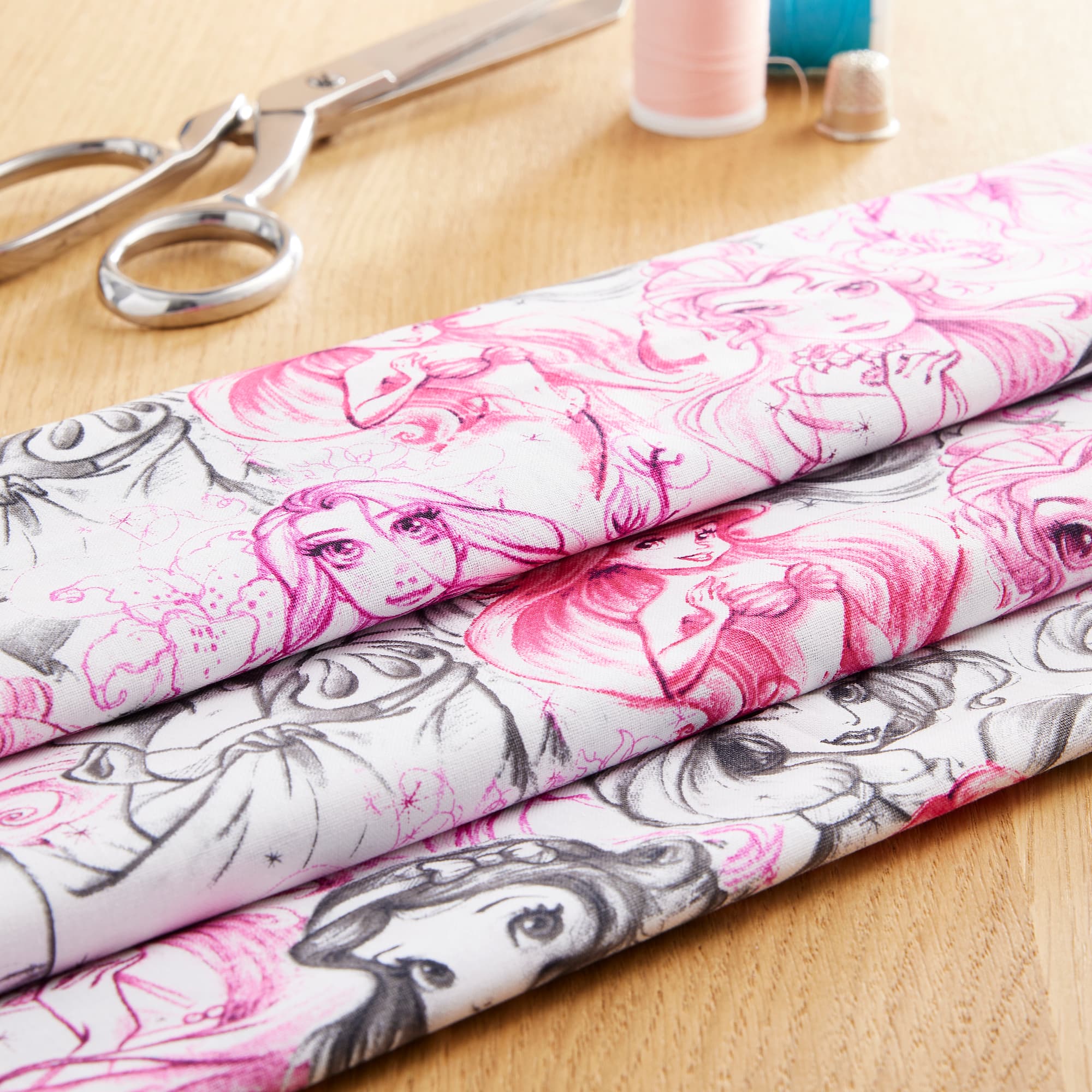 Disney® Princess Pink Sketch Cotton Fabric